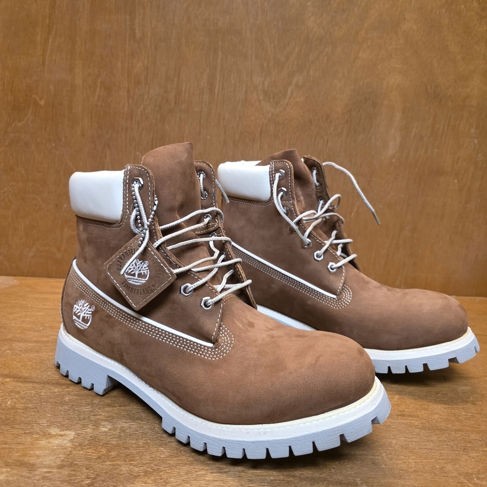VINTAGE MADE IN USA TIMBERLAND BOOTS 6" PREMIUM AMERICAN CRAFT 11 Cinnamon Cream - Picture 15 of 15
